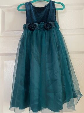 Goodlad party dress - velveteen and tule green - 5T